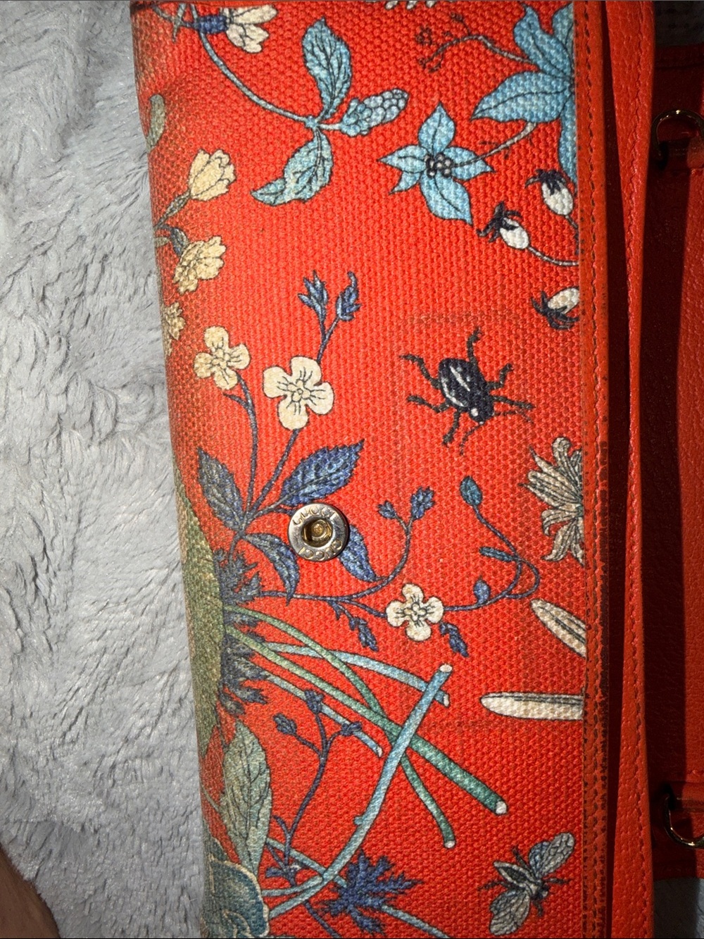 Gucci Orange Floral Continental Wallet with GG Emblem with inlay mirror - Picture 7 of 15